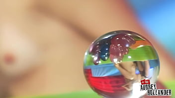 Liv’s shaved slit drips as audrey pounds her asshole