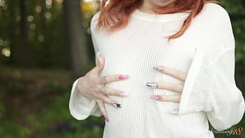 Teen redhead mia hits a wild orgasm beside the lake