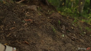 Teen redhead mia hits a wild orgasm beside the lake