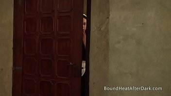 Young lesbian maid watches sex act and masturbates her pussy