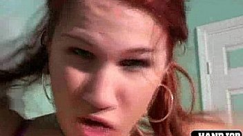 Redhead big tit handjob