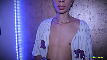 Hot skinny twink magic c jerking his big cock and shooting his thick cum