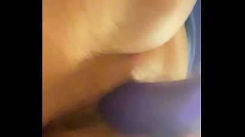 At home playing with my purple friend