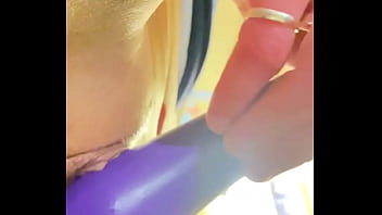 At home playing with my purple friend