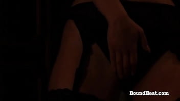 Busty curvy lesbian slave enjoys in fingering and touching with mistress