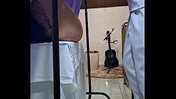 The gynecological exam ends with the patient's orgasm and the doctor's cumshot