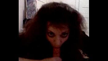 Amateur raven gives hot footjob and blowjob