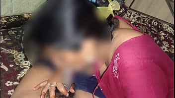 My stepsister's husband returns from a trip and i give him a good welcome