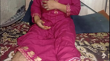 My stepsister's husband returns from a trip and i give him a good welcome