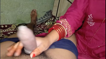 My stepsister's husband returns from a trip and i give him a good welcome