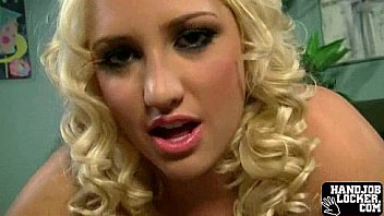 Blonde handjob slut
