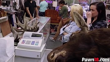 Lesbians suck on big cock for money