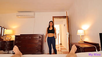 Stepmom services her boy with a long blowjob and she swallows his cum my nina