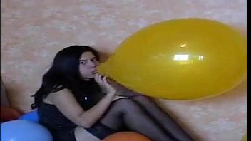 Sexy girl pop balloons more on