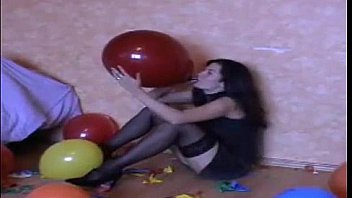 Sexy girl pop balloons more on