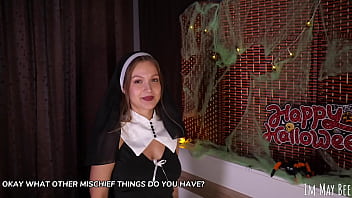 Sexy nun sucking my dick and swallowing cum