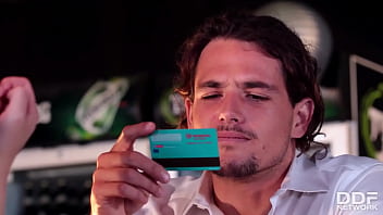 Petite teen blows and fucks bartender for drinks