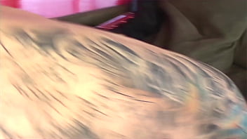 Tatted black haired beauty gets fucked by her black boyfriend