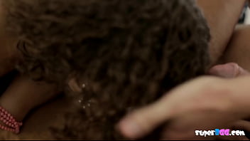 Horny brunettes share a cock