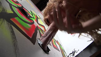 Sexy hot blonde fucks gloryhole cock