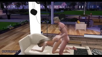 Teen sim gets fucked rough on sofa