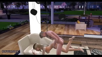 Teen sim gets fucked rough on sofa