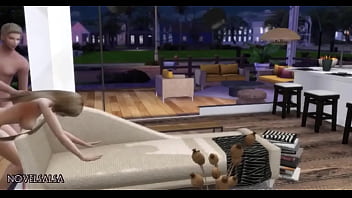 Teen sim gets fucked rough on sofa