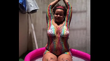 Bbw yoga in a mini pool farts