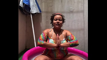 Bbw yoga in a mini pool farts