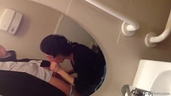 Short haired wife sucks a cock in the bathroom