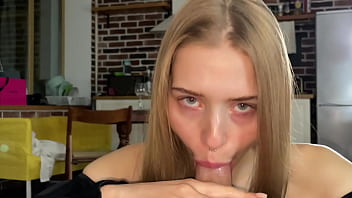 Cutie sucks me off before putting a condom