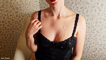 Hot handjob with cumshot on my sexy lingerie