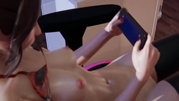 Teen watching tiqtok in her room