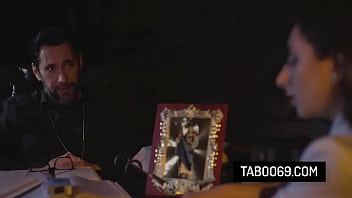 Busty redhead babe have anal sex with her priest