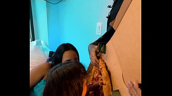 Giving pepperoni pizza to my neighbors