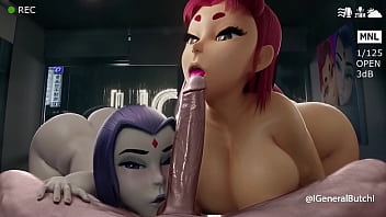 Starfire y raven sucking