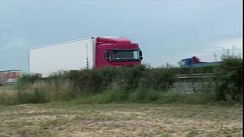 Cute petite 18 year old teen girl public sex gang bang threesome by busy highway