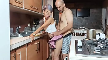 I took her from behind in the living room kitchen and she was moaning like crazy with her lingerie on