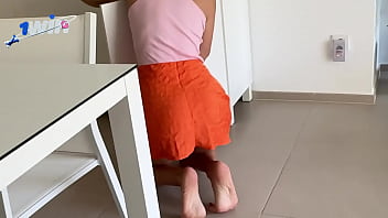 She gets an orgasm when she gives a blowjob with an anal plug and that's not all