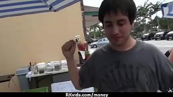 Tight teen fucks a man in front of the camera for cash 17