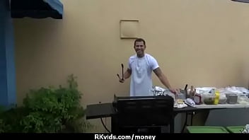 Tight teen fucks a man in front of the camera for cash 17