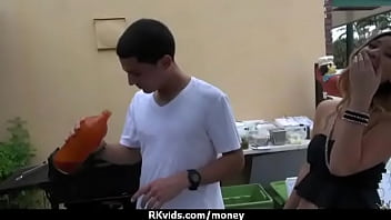 Tight teen fucks a man in front of the camera for cash 17