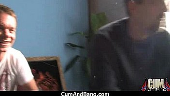 Cum slut introduced to bukkake 6