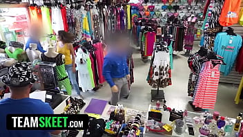 Shoplifter's punishment turns into a sexual awakening as she submits to the security guard's cock