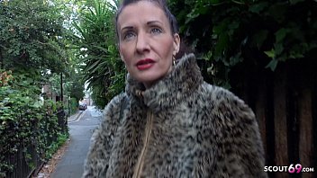 German scout thin granny with red hair seduce to sex for cash at real pickup