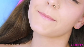 Stunning brunette naked close up