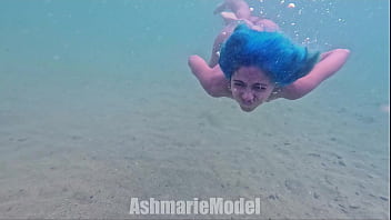 All natural babe swimming naked slow motion