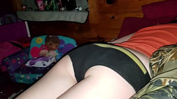 Thick white ass jiggle and cock foot rub