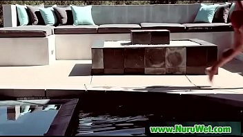 Hot asian masseuse gives pleasure with her tits in nuru massage 12