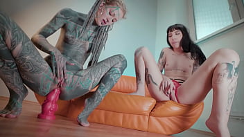 Alt teens gets stretched and cums hard on massive toys